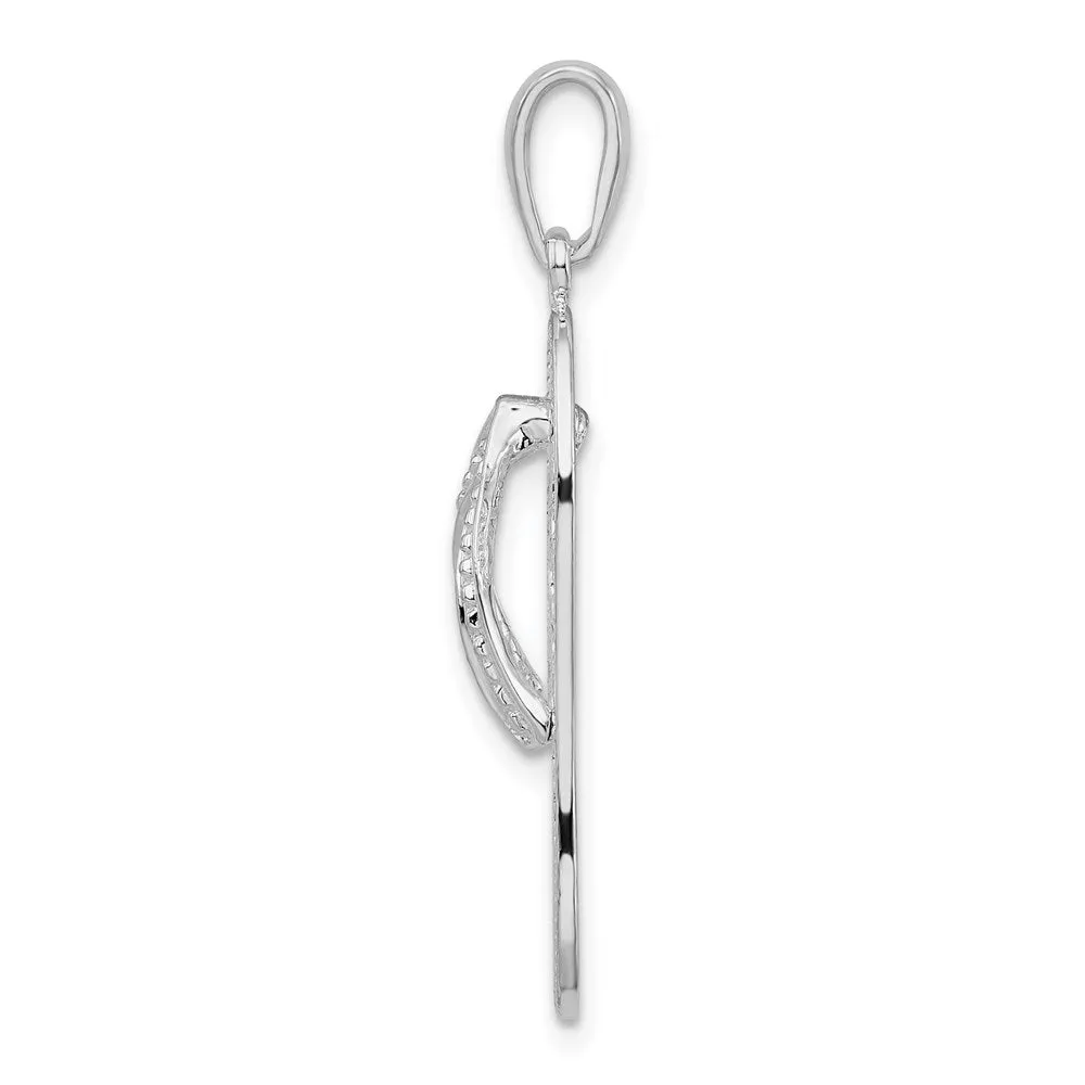 Sterling Silver Polished 3D Cut-out Flowers Flip-flop Pendant