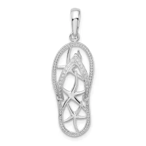 Sterling Silver Polished 3D Cut-out Starfish Flip-flop Pendant