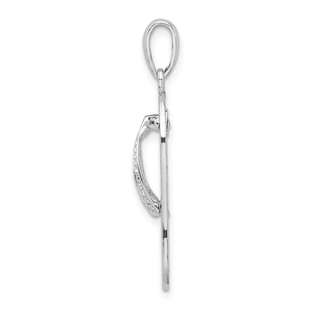 Sterling Silver Polished 3D Cut-out Starfish Flip-flop Pendant