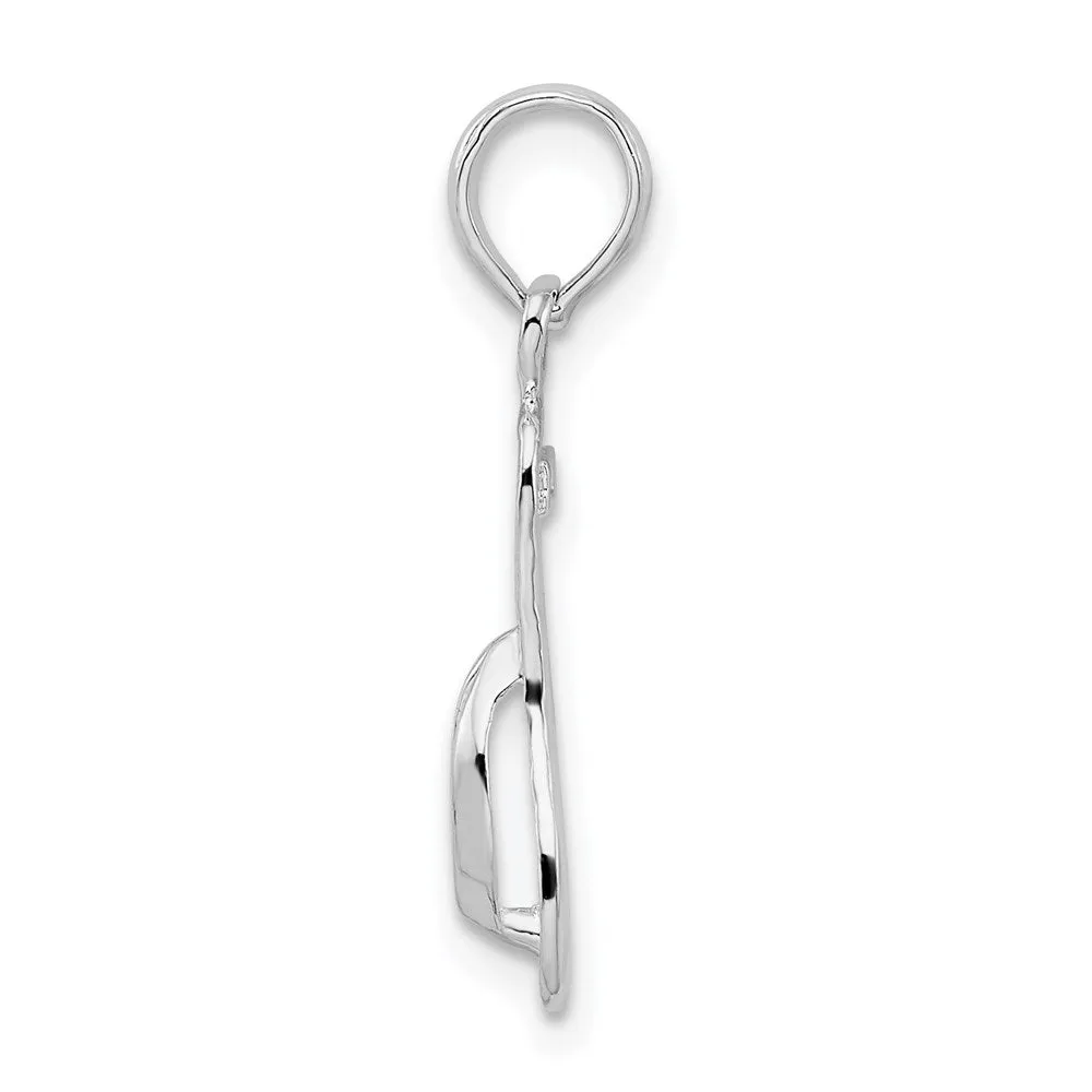 Sterling Silver Polished/Textured Flip Flop Pendant