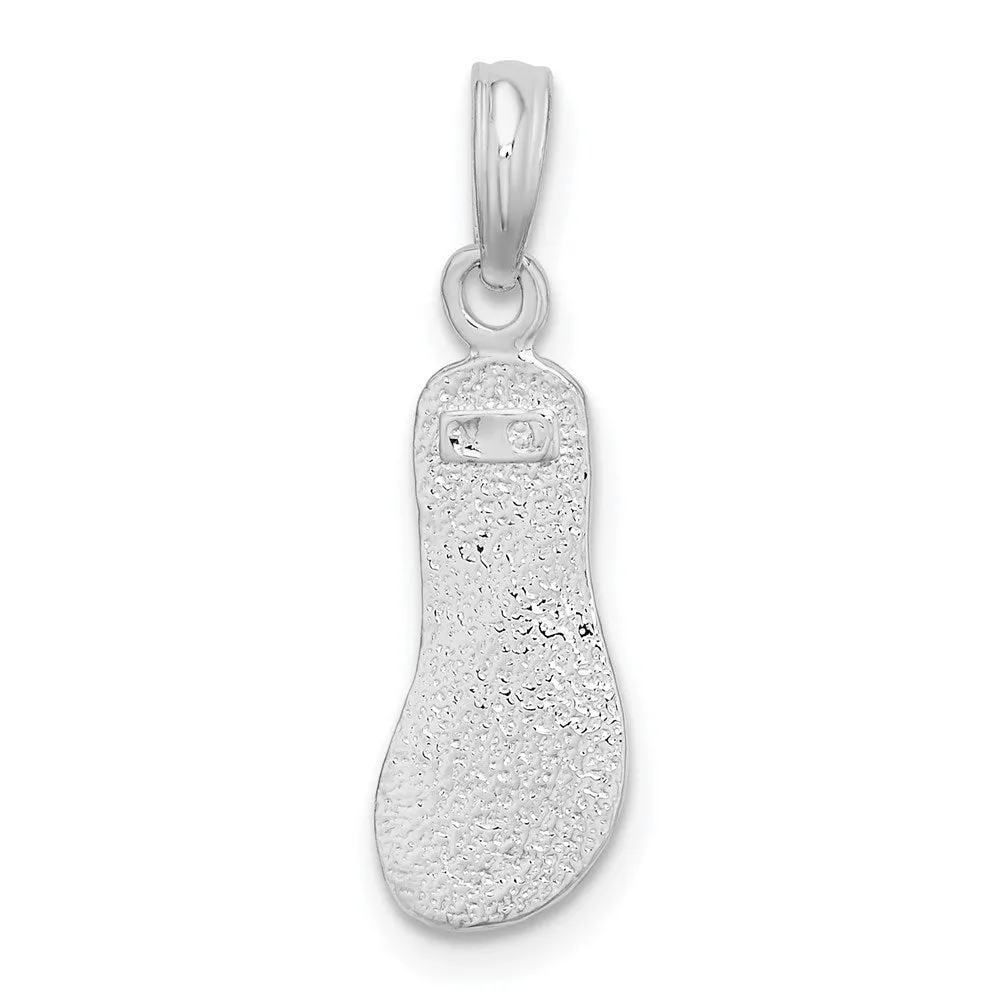 Sterling Silver Polished/Textured Flip Flop Pendant