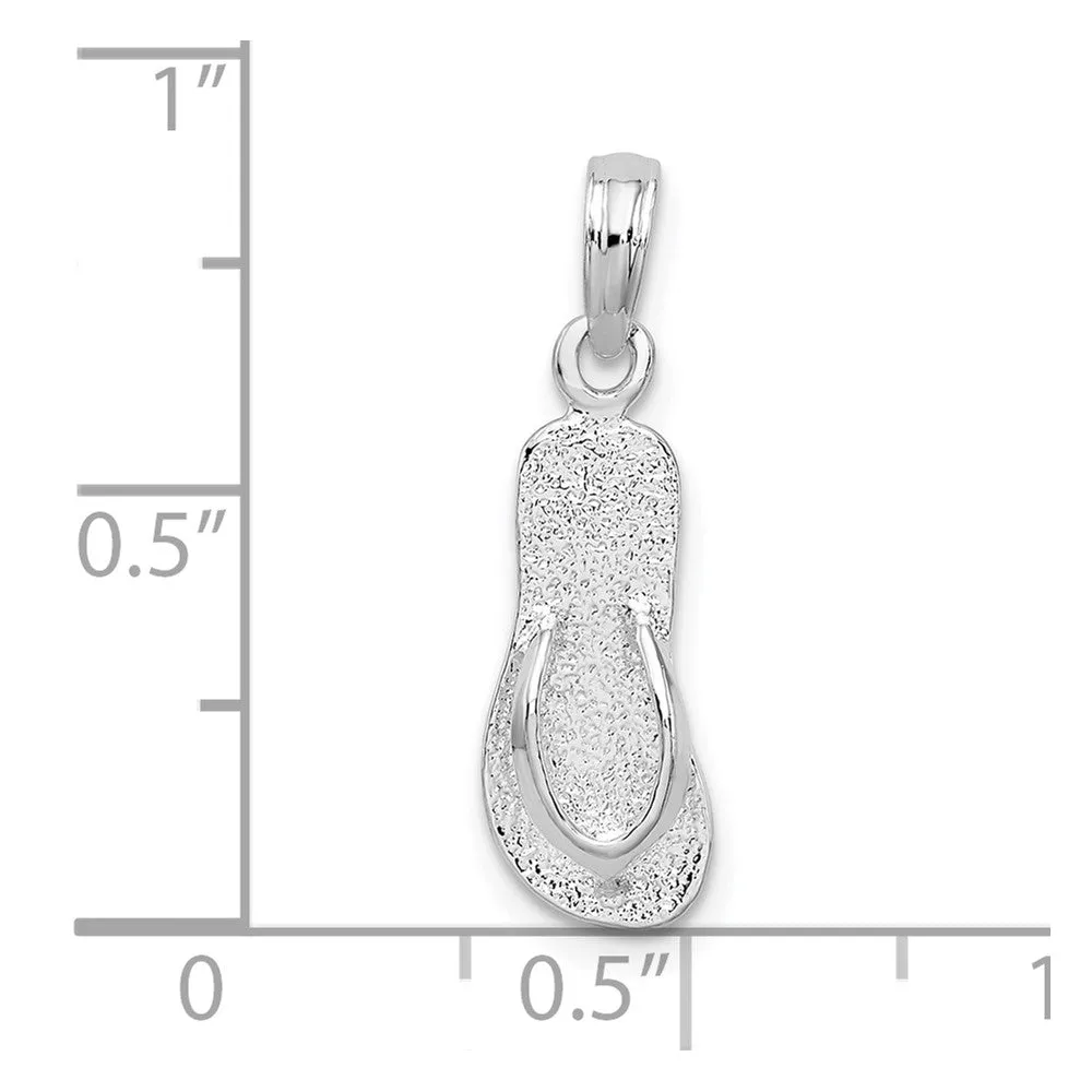 Sterling Silver Polished/Textured Flip Flop Pendant