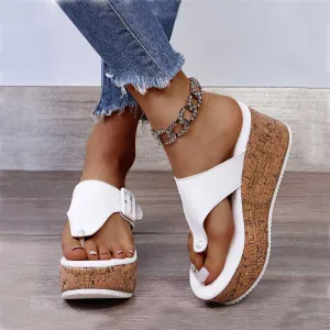 Summer Flip Flops Shoes Female Wedge Platform Sandal Ladies 7.5cm Thick Bottom Casual Slippers Shoe Black Pink