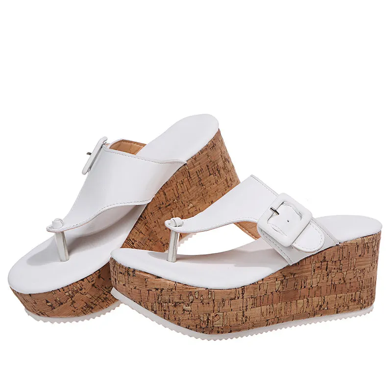 Summer Flip Flops Shoes Female Wedge Platform Sandal Ladies 7.5cm Thick Bottom Casual Slippers Shoe Black Pink