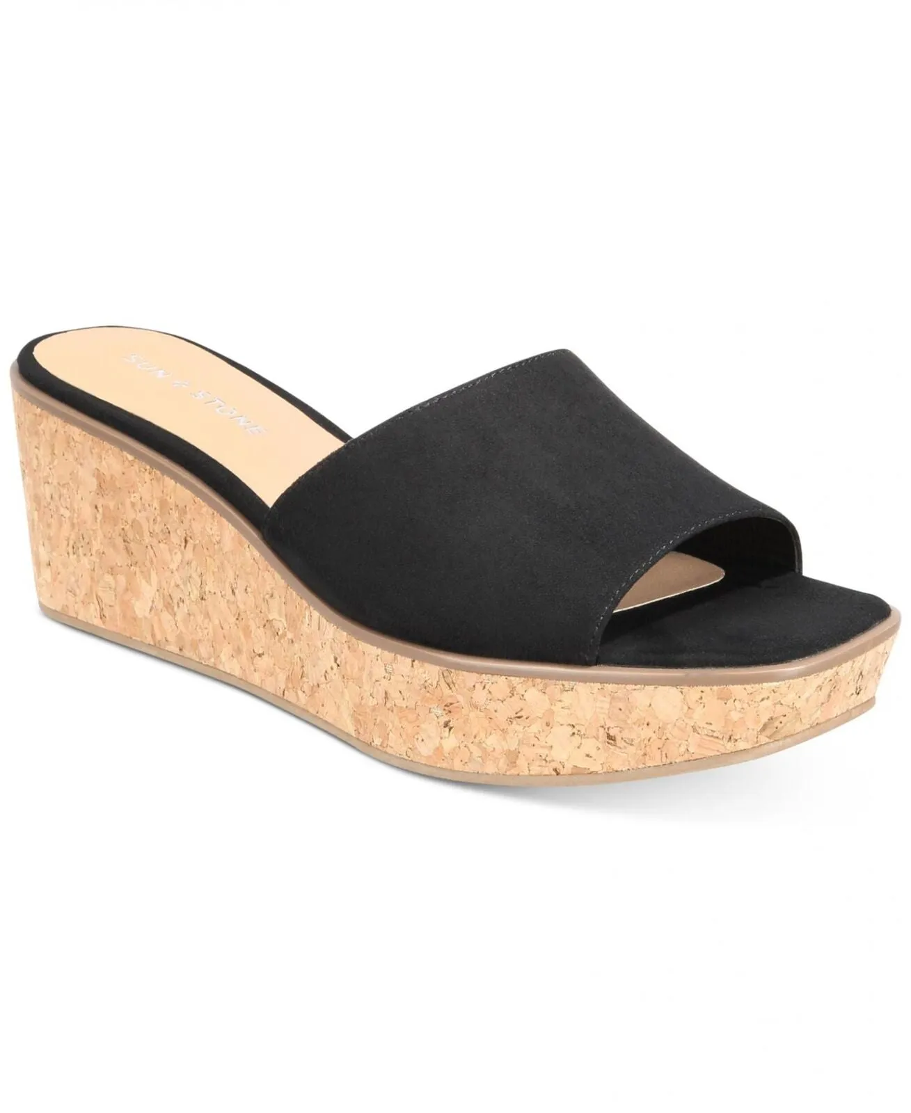 Sun   Stone Womens Charlottee Wedge Sandals 10012598300 Black 10M