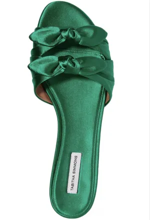 TABITHA SIMMONS Cleo Bow-Embellished Metallic Leather Sandals