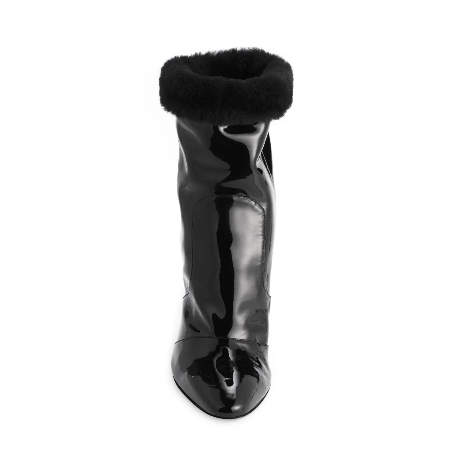 Tamara Mellon Patent/Shearling Crush Boots 90MM Heels $1,895 NEW