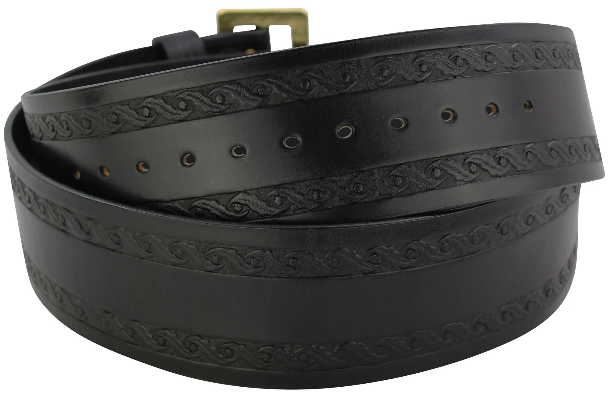 The Santa Claus: Black Premium Leather Oak Leaf Embossed 3.50" Professional Belt