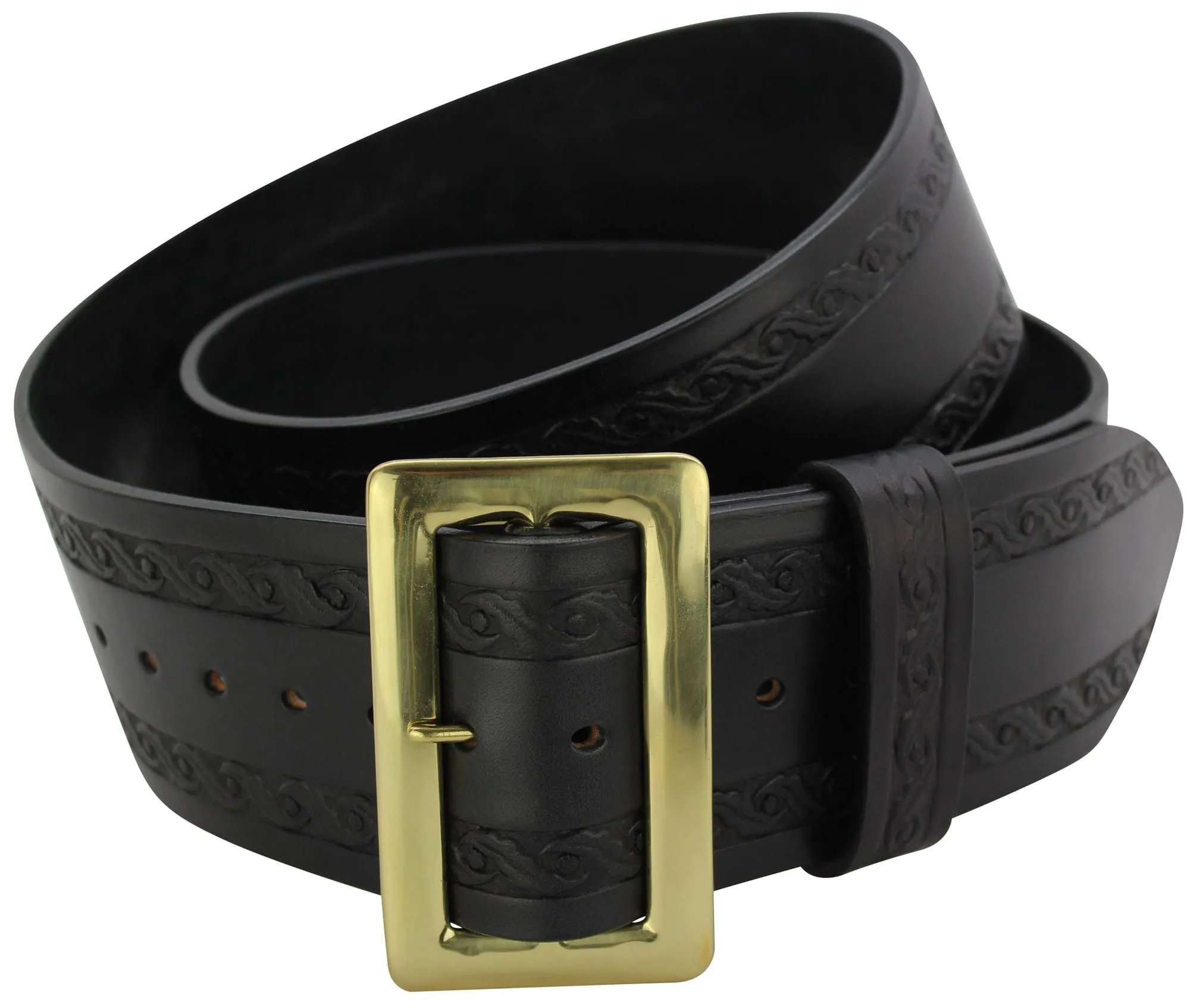 The Santa Claus: Black Premium Leather Oak Leaf Embossed 3.50" Professional Belt