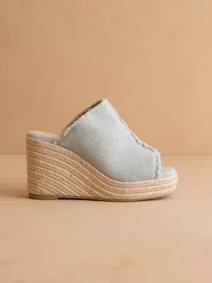 The Verona | Denim Frayed Denim Espadrille Wedge