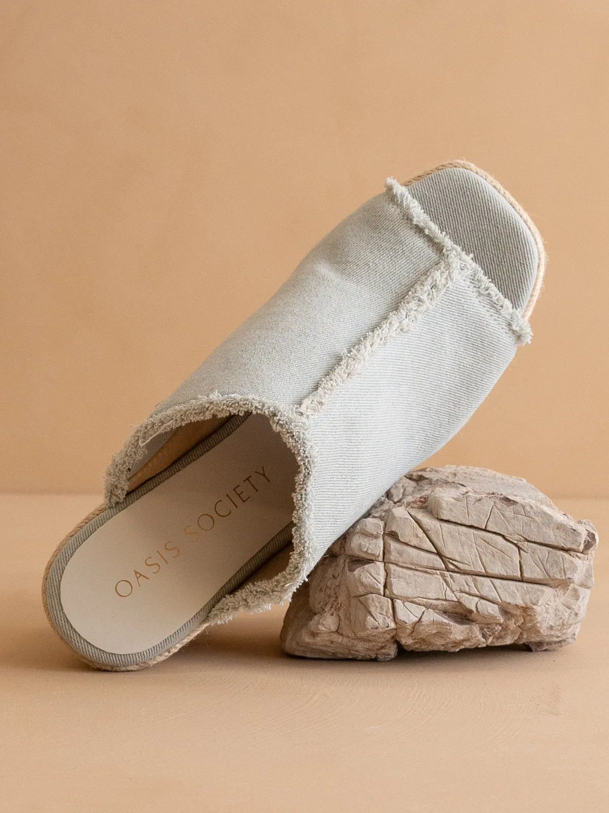 The Verona | Denim Frayed Denim Espadrille Wedge