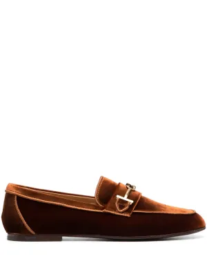 Tod's logo-detail velvet loafers