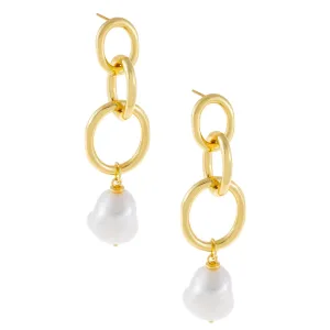 Triple Link X Pearl Drop Earring