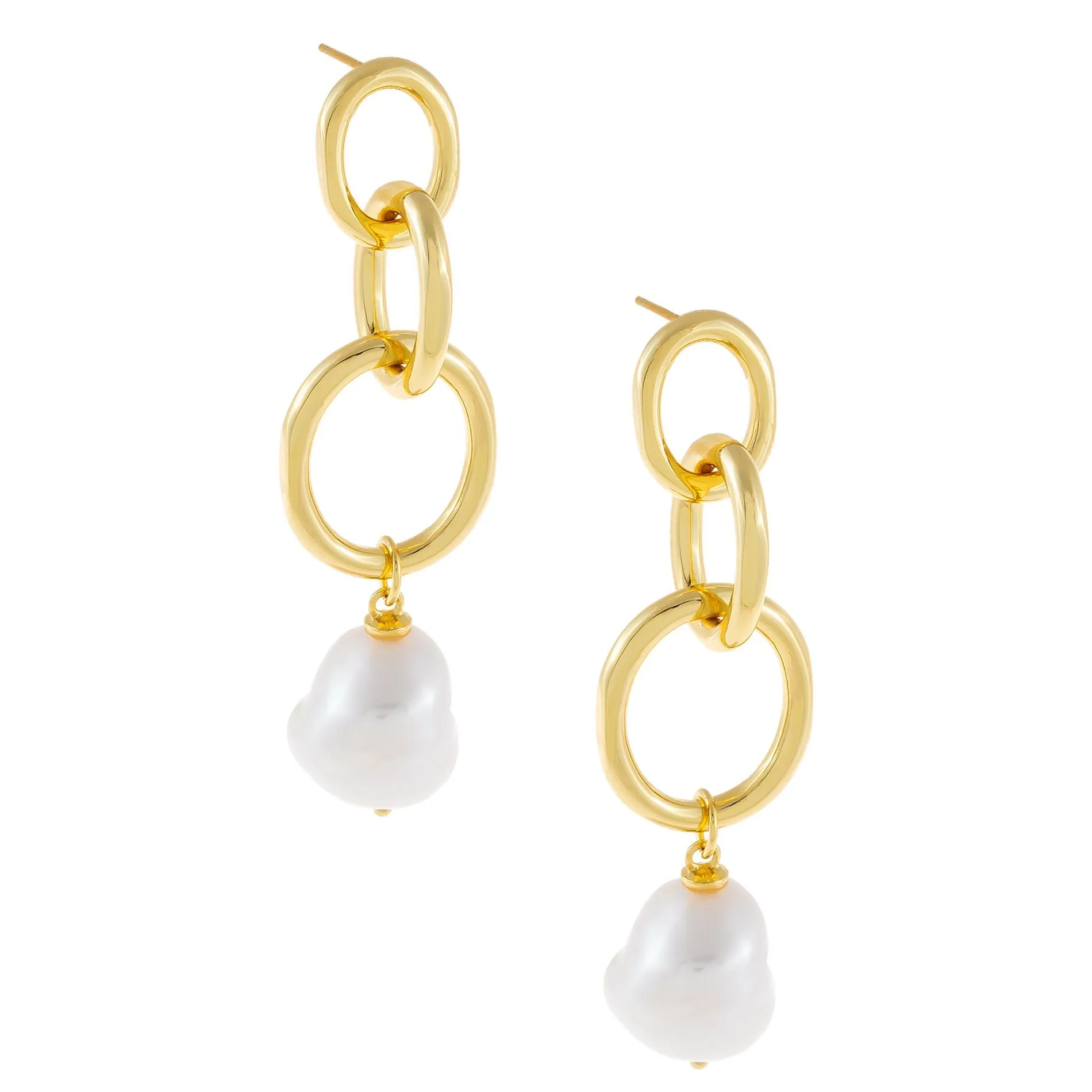 Triple Link X Pearl Drop Earring
