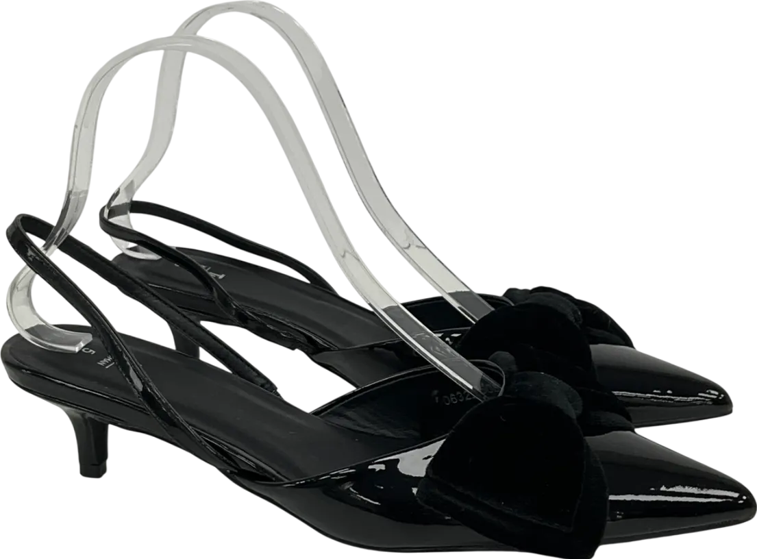 TU Black Patent Bow Slingback Kitten Heels UK 5 EU 38 👠