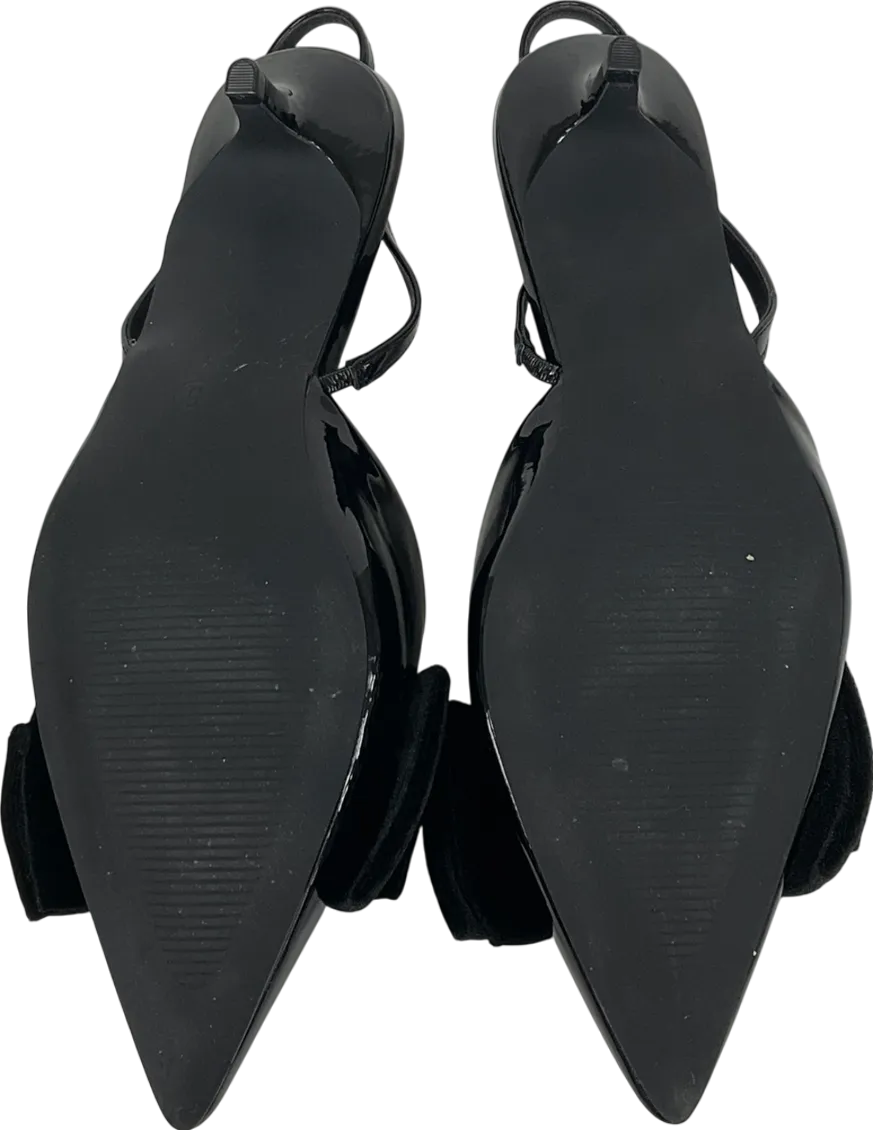 TU Black Patent Bow Slingback Kitten Heels UK 5 EU 38 👠