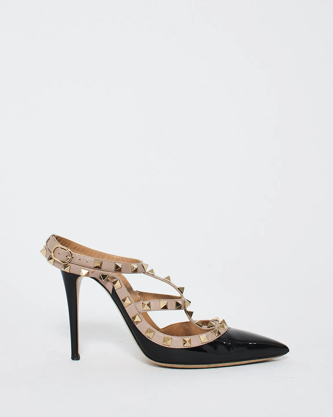 Valentino Black Patent Leather Rockstud Heels - 39