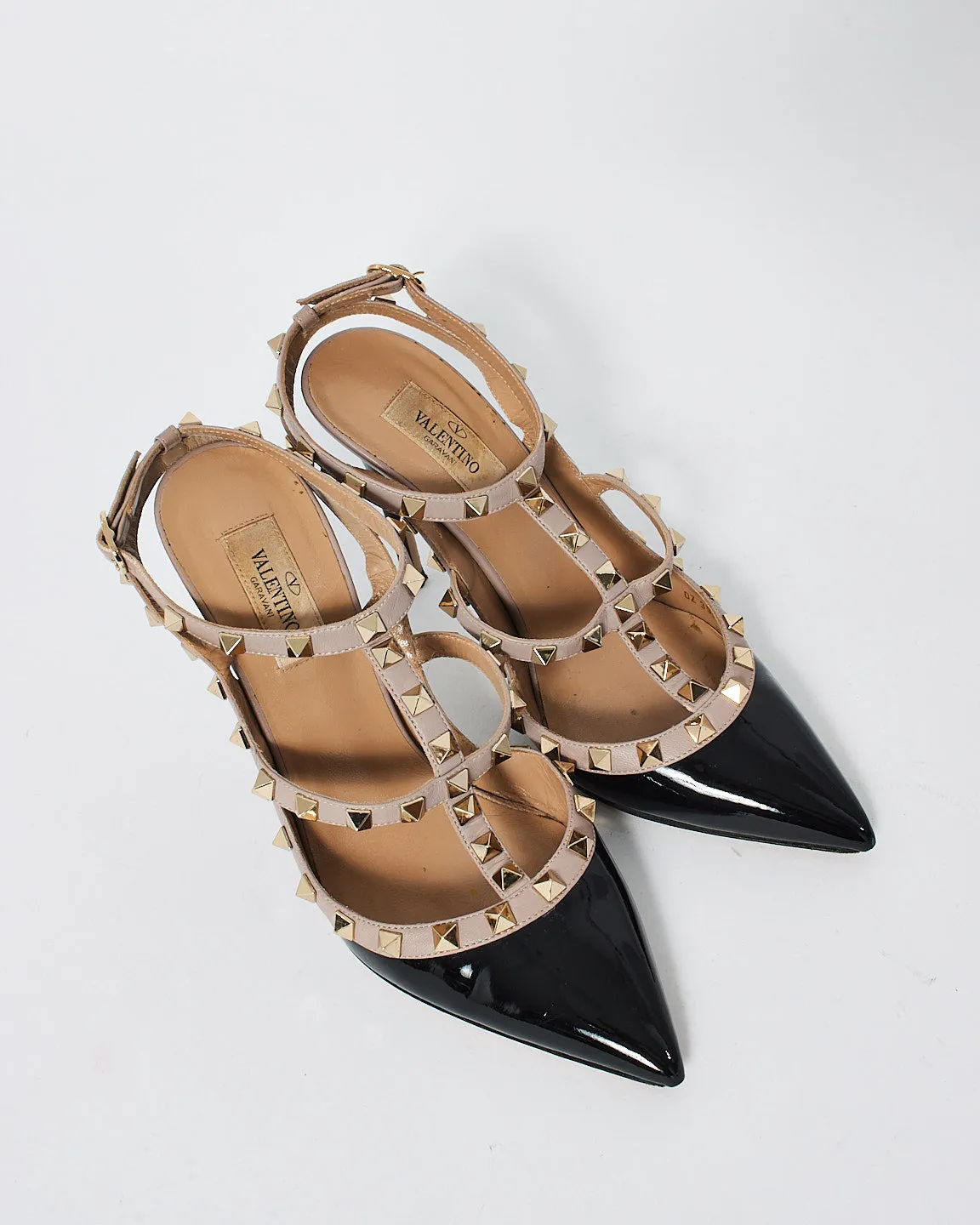 Valentino Black Patent Leather Rockstud Heels - 39