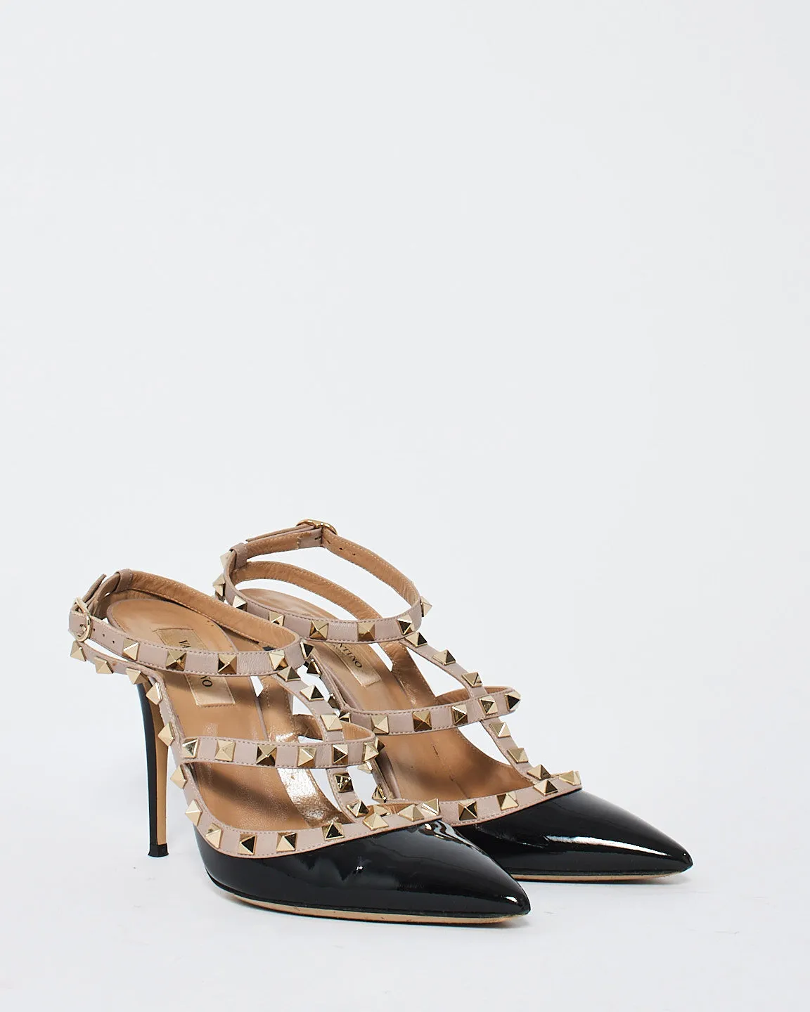Valentino Black Patent Leather Rockstud Heels - 39