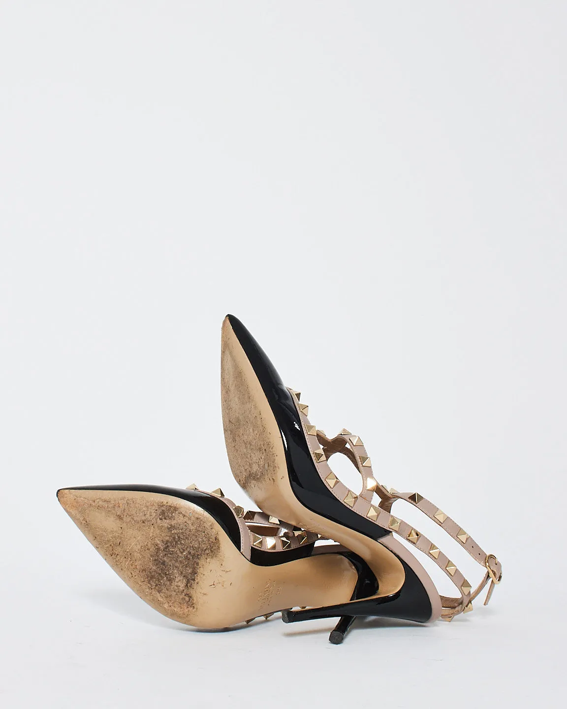 Valentino Black Patent Leather Rockstud Heels - 39