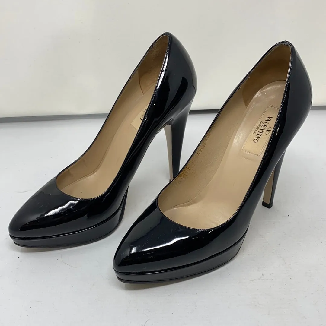 Valentino Black Platform Patent Leather Heel