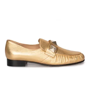 Valentino Macro Stud Loafers in Gold