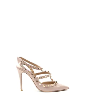 Valentino Nude Patent Leather Rockstud Sandal Heels - 37