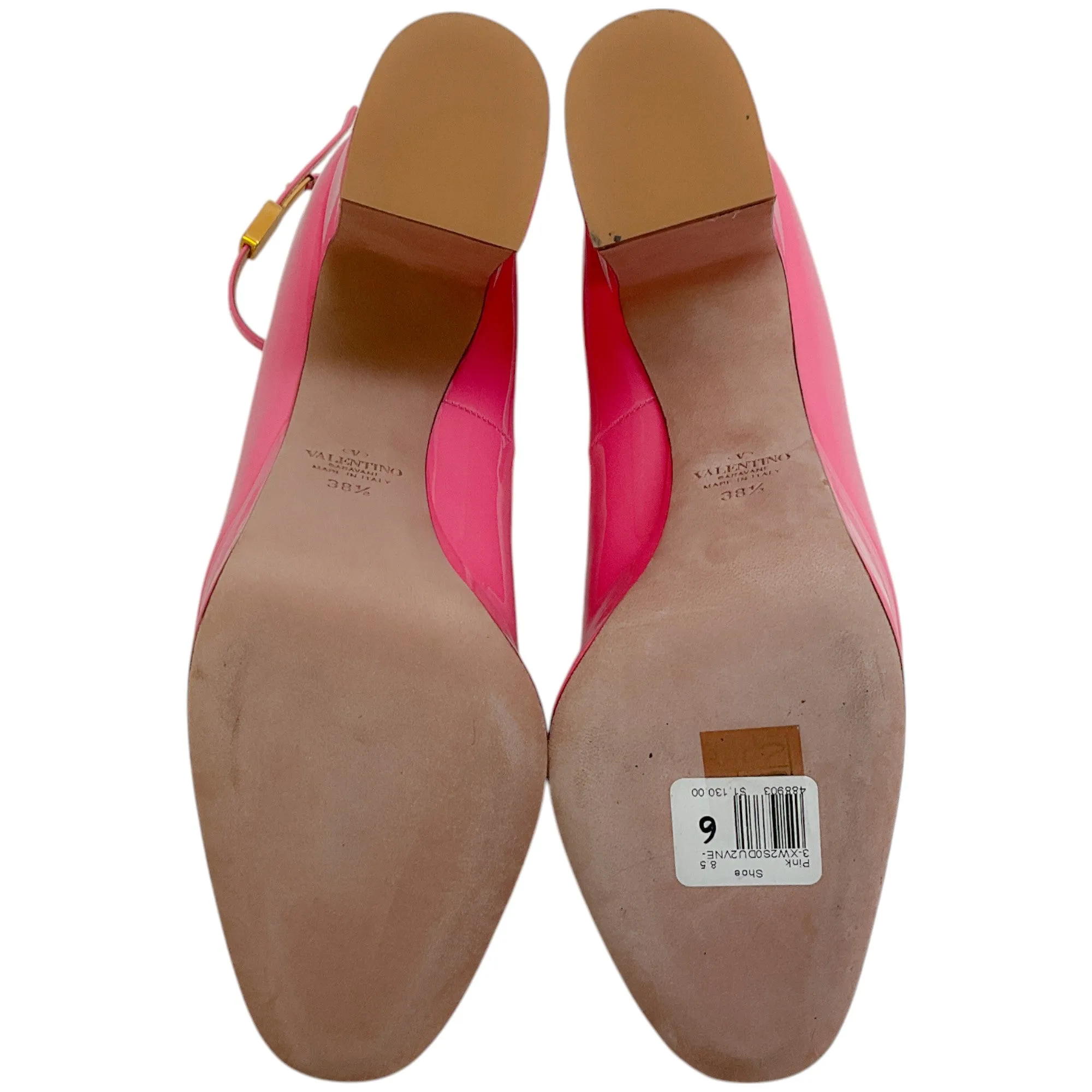 Valentino Pink Patent Leather Platform Pumps with Ankle Strap