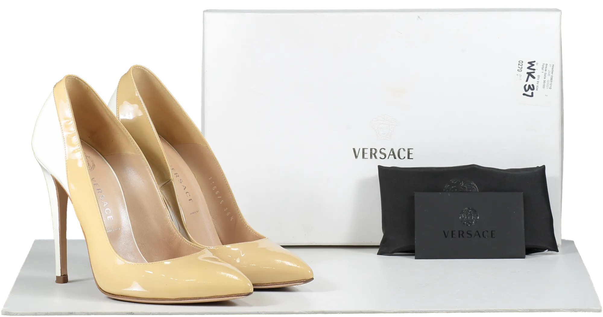 Versace Beige Two Tone Patent Stiletto UK 3.5 EU 36.5 👠