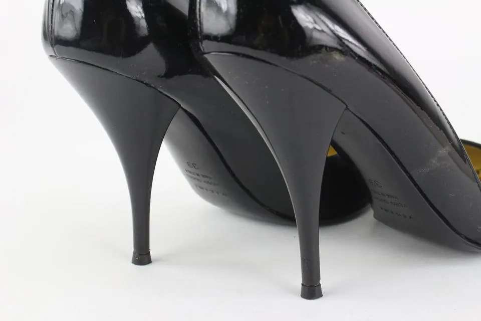 Vicini Size 39 Black Patent x Satin Pump Heels 2V1209