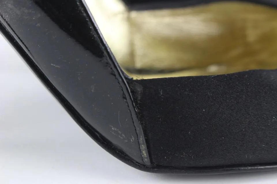 Vicini Size 39 Black Patent x Satin Pump Heels 2V1209