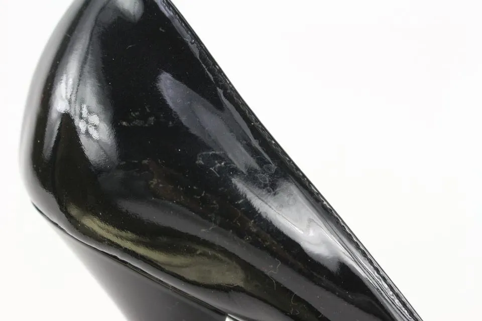 Vicini Size 39 Black Patent x Satin Pump Heels 2V1209