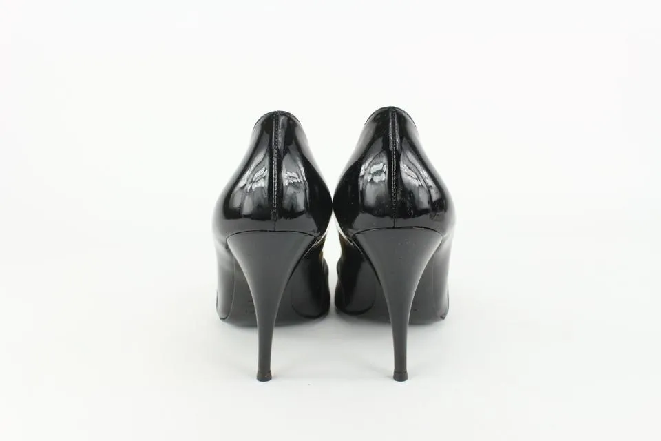 Vicini Size 39 Black Patent x Satin Pump Heels 2V1209