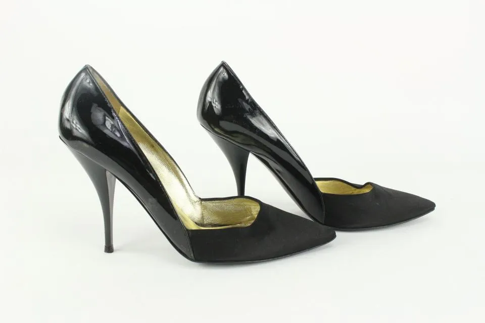 Vicini Size 39 Black Patent x Satin Pump Heels 2V1209