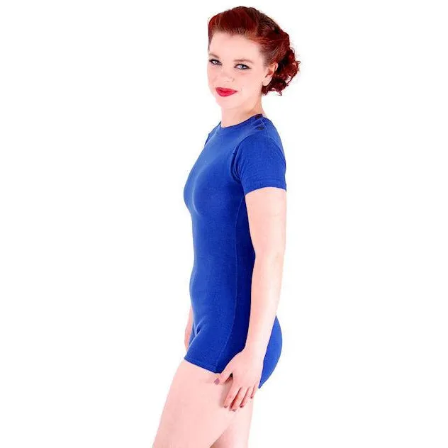 Vintage 1950s Ladies Cotton Knit Gym Suit Ballet  Royal Blue Size 34 Aldrich & Aldrich