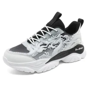 Vintage 3D Dragon Cloud Fluorescent Sneakers for Men