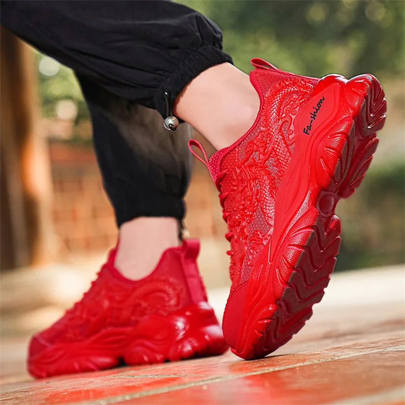 Vintage 3D Dragon Cloud Fluorescent Sneakers for Men