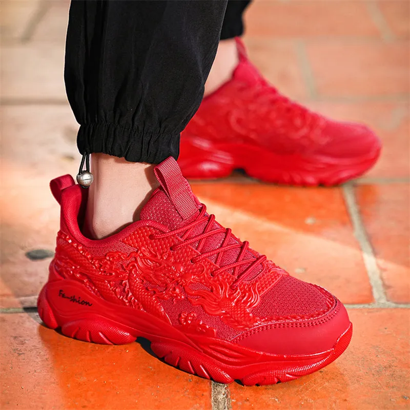 Vintage 3D Dragon Cloud Fluorescent Sneakers for Men