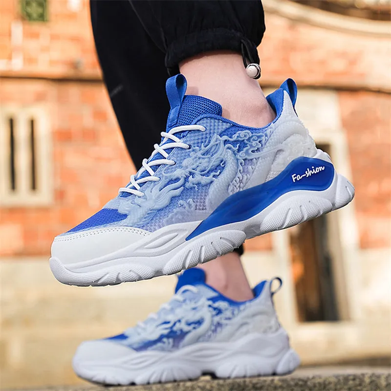Vintage 3D Dragon Cloud Fluorescent Sneakers for Men
