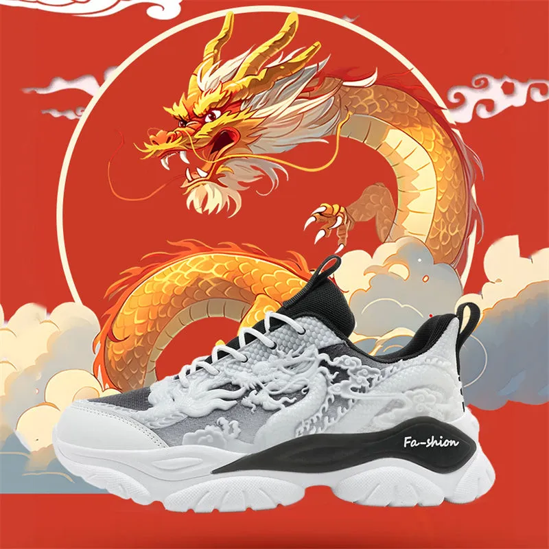 Vintage 3D Dragon Cloud Fluorescent Sneakers for Men