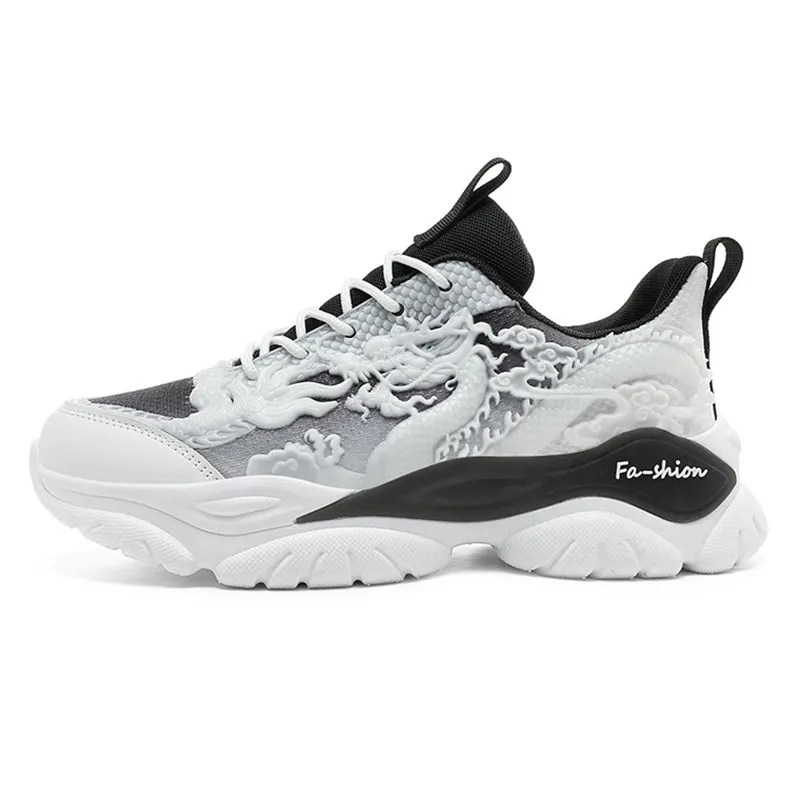 Vintage 3D Dragon Cloud Fluorescent Sneakers for Men