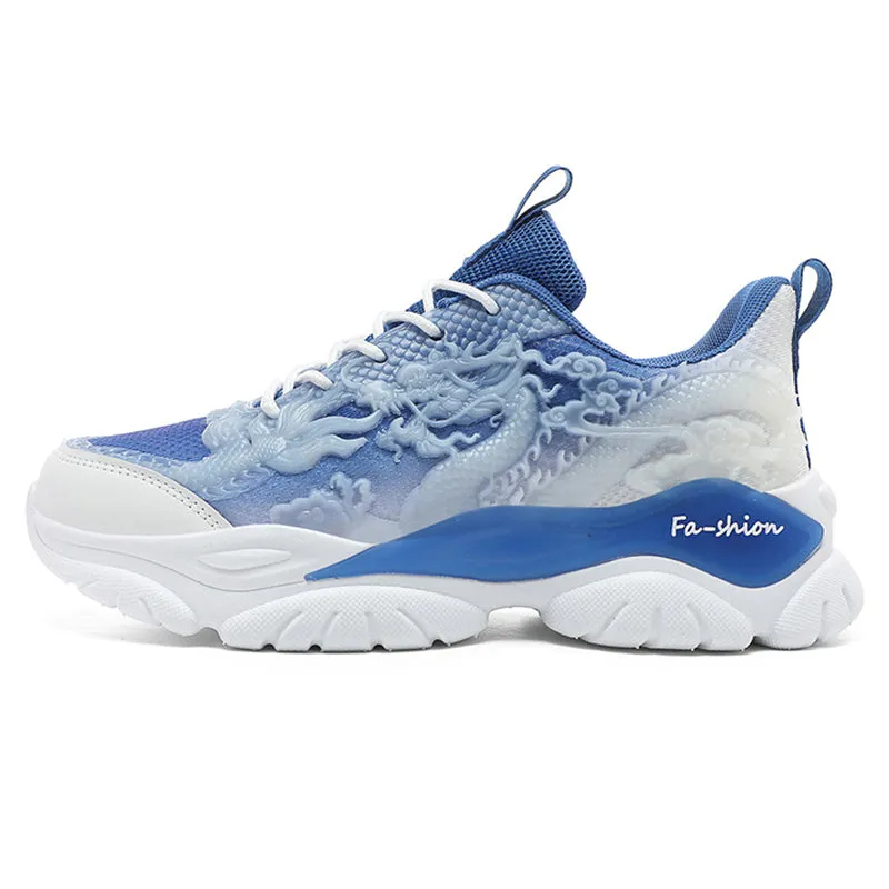 Vintage 3D Dragon Cloud Fluorescent Sneakers for Men