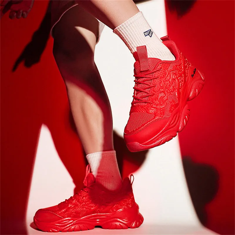 Vintage 3D Dragon Cloud Fluorescent Sneakers for Men