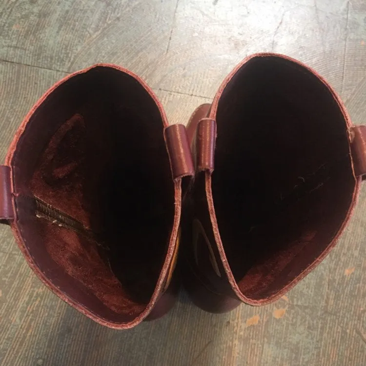 Vintage 70s 80s western leather boots with stacked wood heel // size 7.5 7 1/2