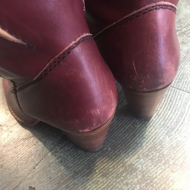 Vintage 70s 80s western leather boots with stacked wood heel // size 7.5 7 1/2