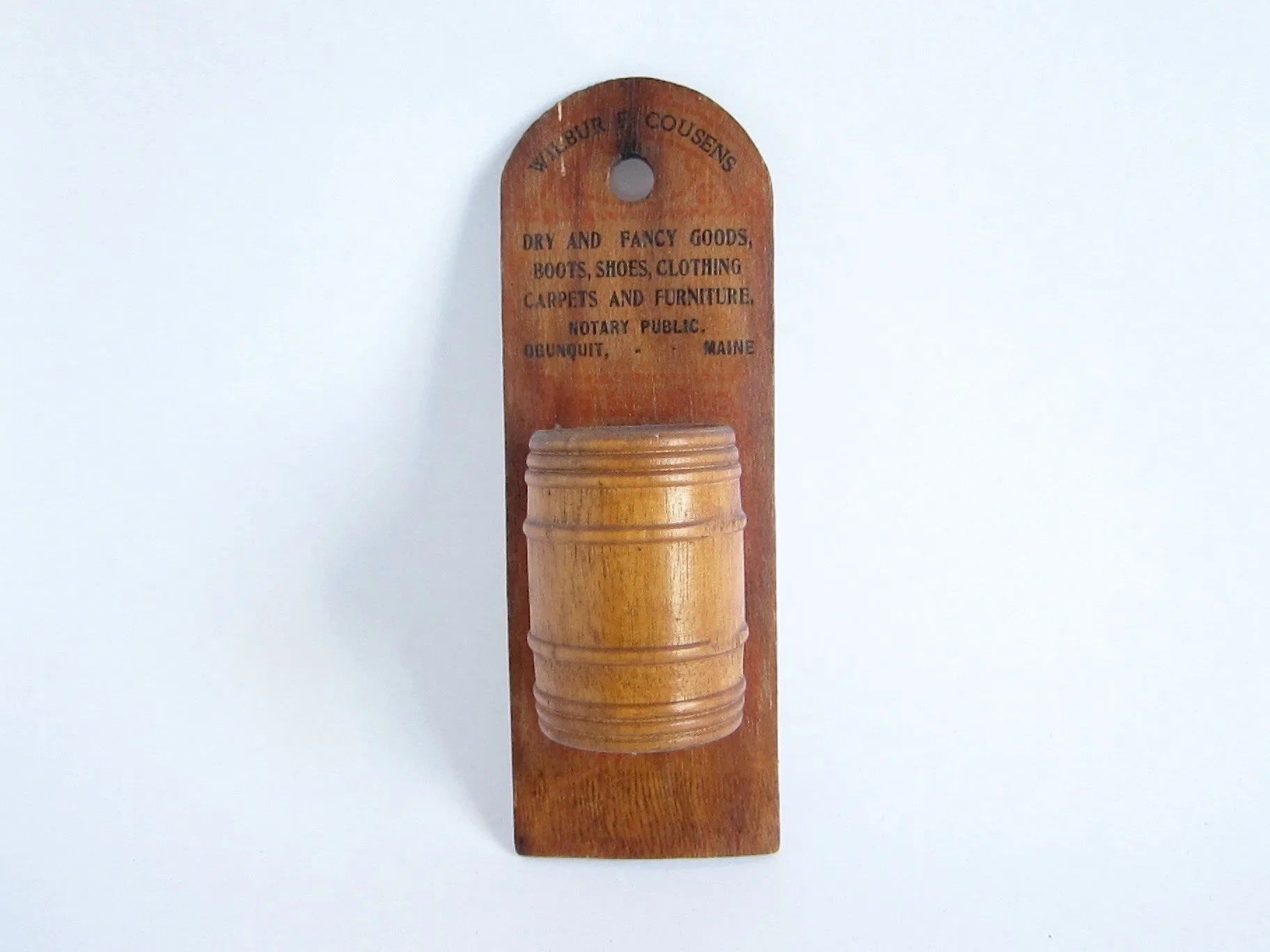 Vintage Advertising Wilbur F Cousens Wooden Match Holder