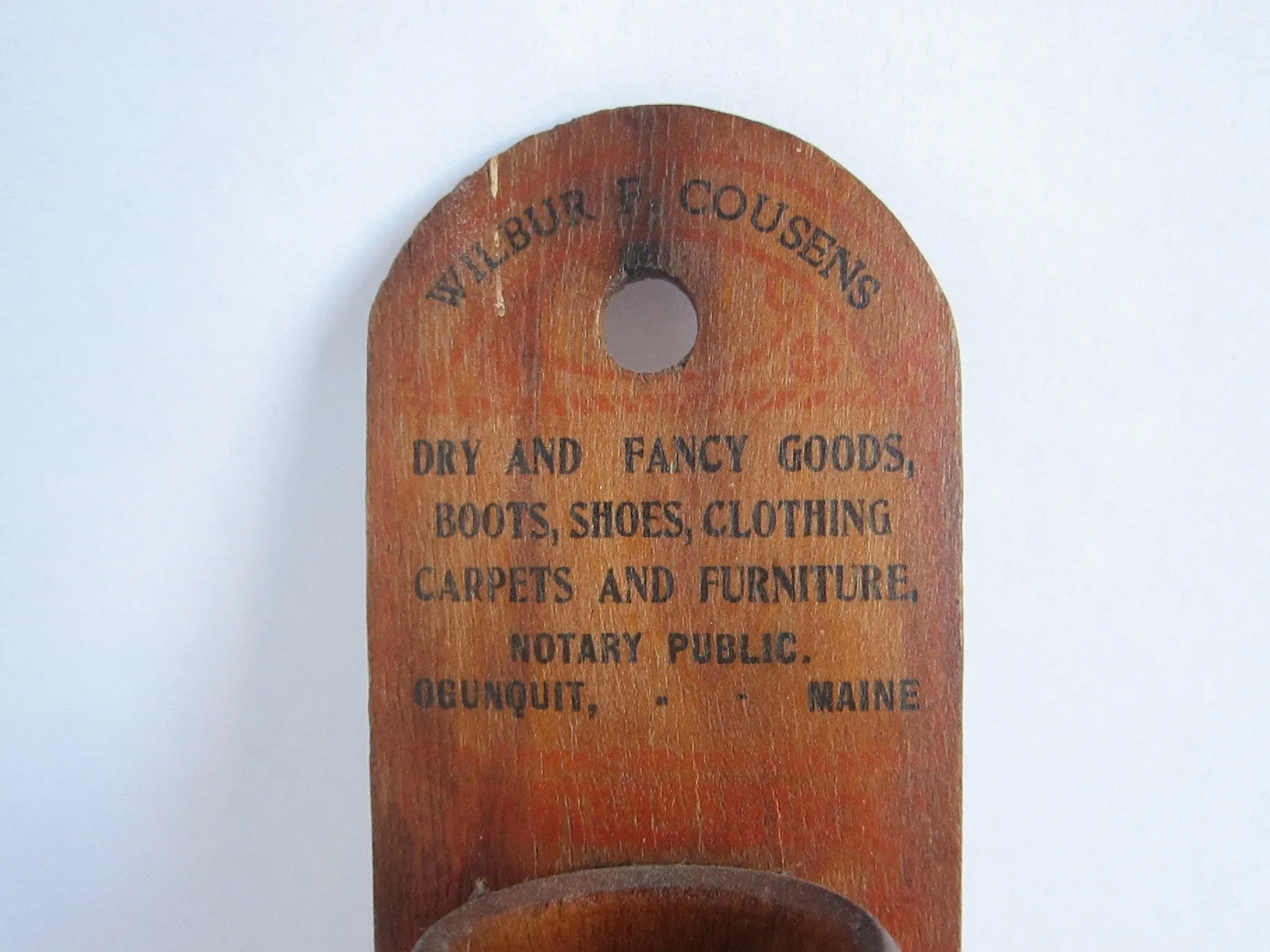 Vintage Advertising Wilbur F Cousens Wooden Match Holder
