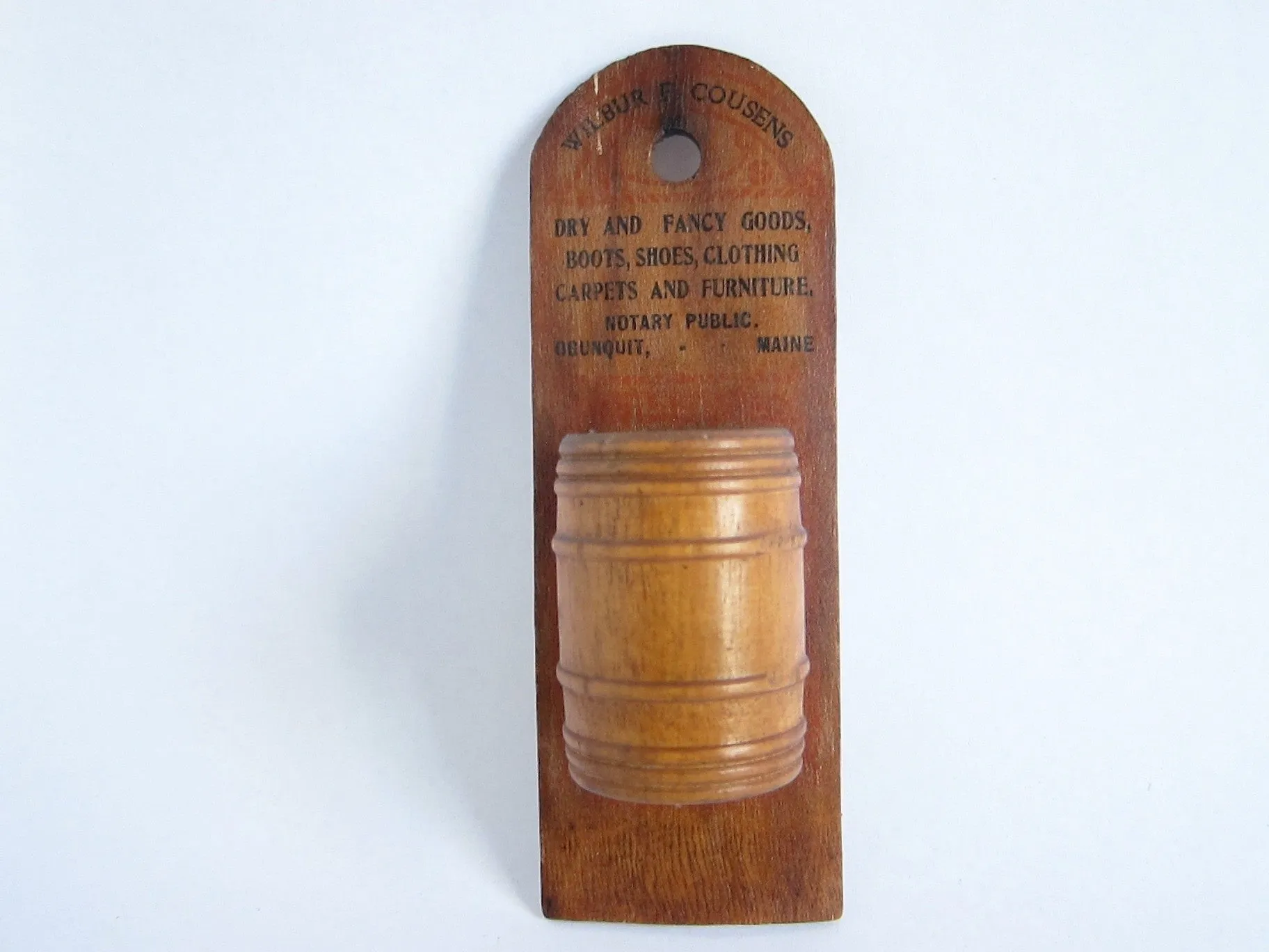 Vintage Advertising Wilbur F Cousens Wooden Match Holder