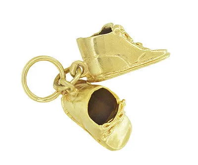 Vintage Baby Shoes Charm in 14K Yellow Gold