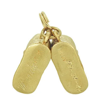 Vintage Baby Shoes Charm in 14K Yellow Gold